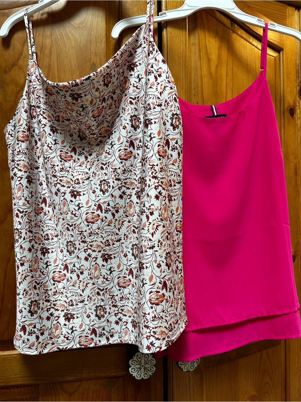 Tommy Hilfiger Two-Pack Spaghetti Strap Camis - Floral Brown/Cream & Bright Pink
